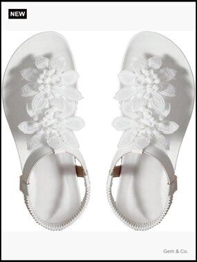 Women's Flat Sandals with Ankle Strap, Open Toe, Glittery, Comfortable for
